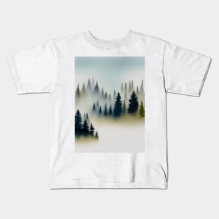 Pine Tree watercolor landscape 7 Kids T-Shirt